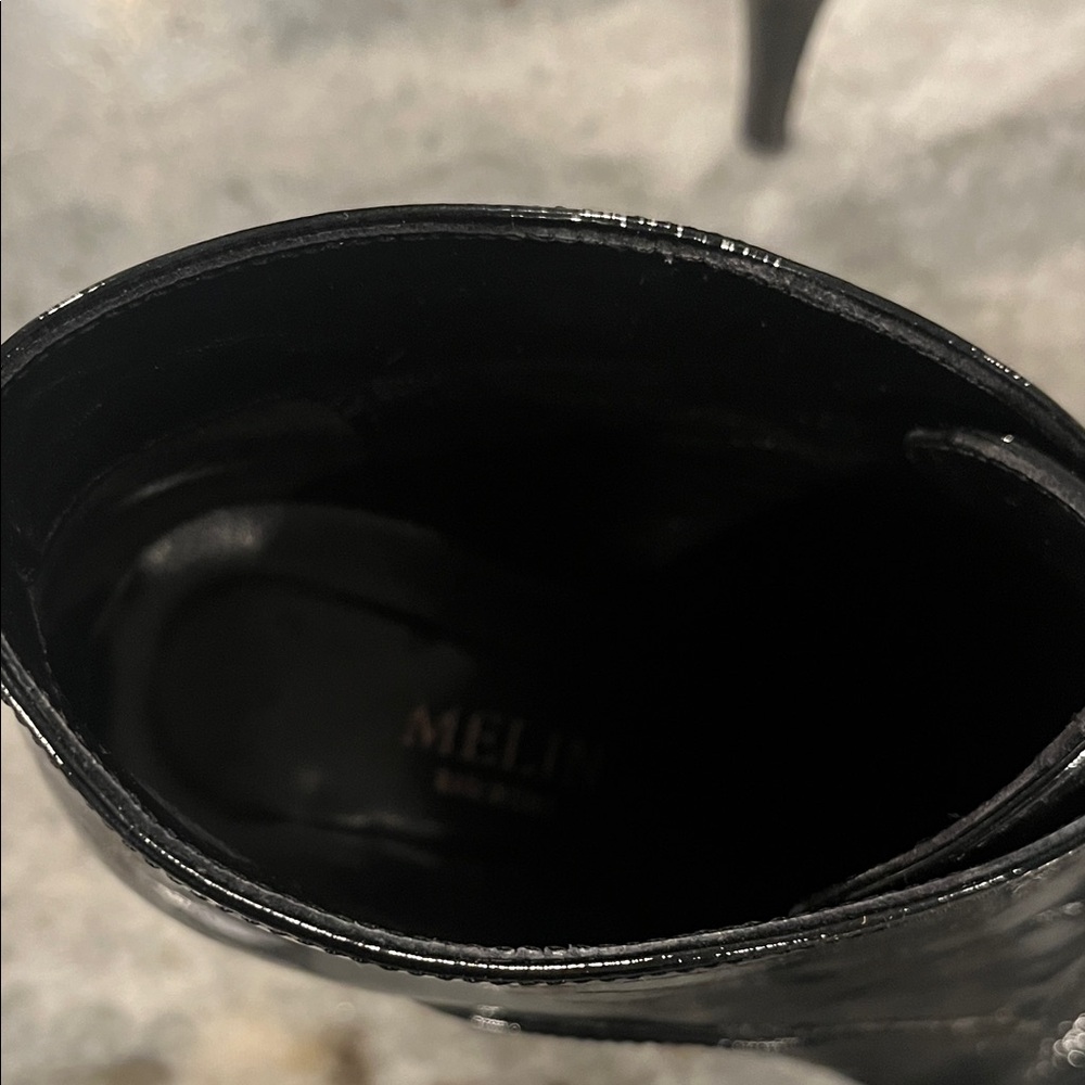 Merlin Black Patent Leather Ankle Boots - Picture 3 of 8